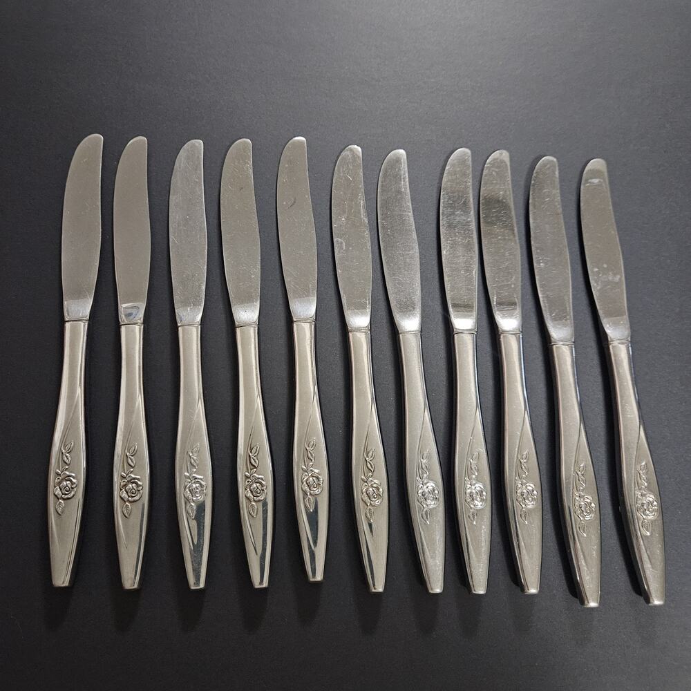 Oneida Lasting Rose Modern Set Of 11 Stainless Replacement Butter Knives - Picture 3 of 3